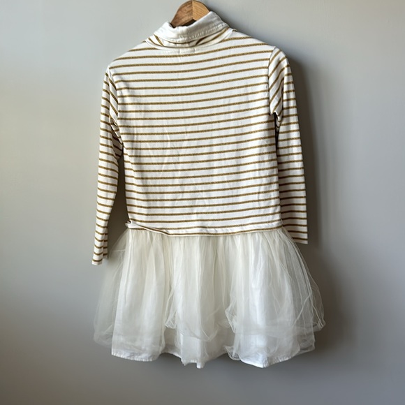Girls Crewcuts by J Crew Drop Waist Cowl Neck Gold Stripe tutu Dress 12 - Picture 6 of 6